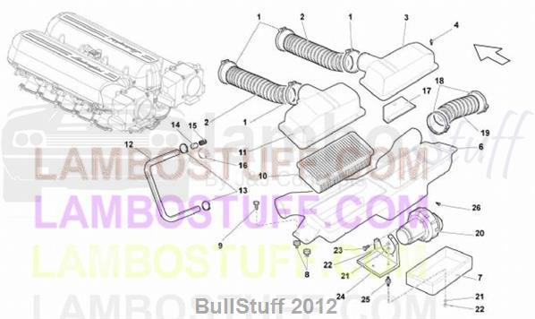 2008 Lamborghini GALLARDO COUPE EUROPE AIR FILTER BOX (133.01.00)
